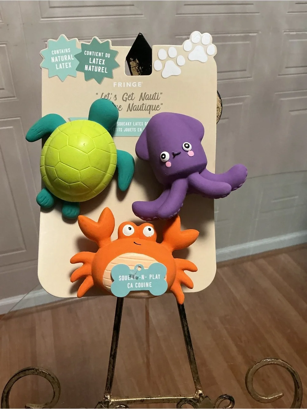 NEW Fringe Dog Toys “let’s Get Nauti ” Latex Frogs with Squeakers Set of 3